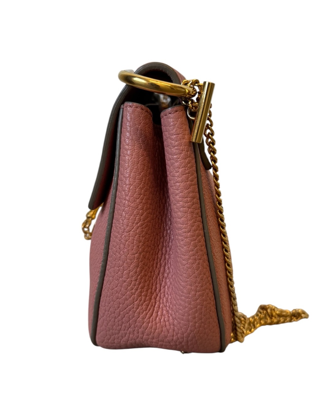 Chloe Drew Medium Apricot Rose Leather Gold Chainlink Strap Crossbody Bag - Picture 4 of 15